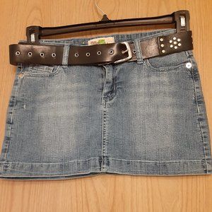 Silver Kiss Jean Skirt with Belt